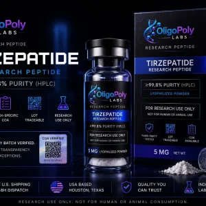 Tirzepatide 10mg research peptide vial for GLP-1 GIP pathway laboratory research with COA verification