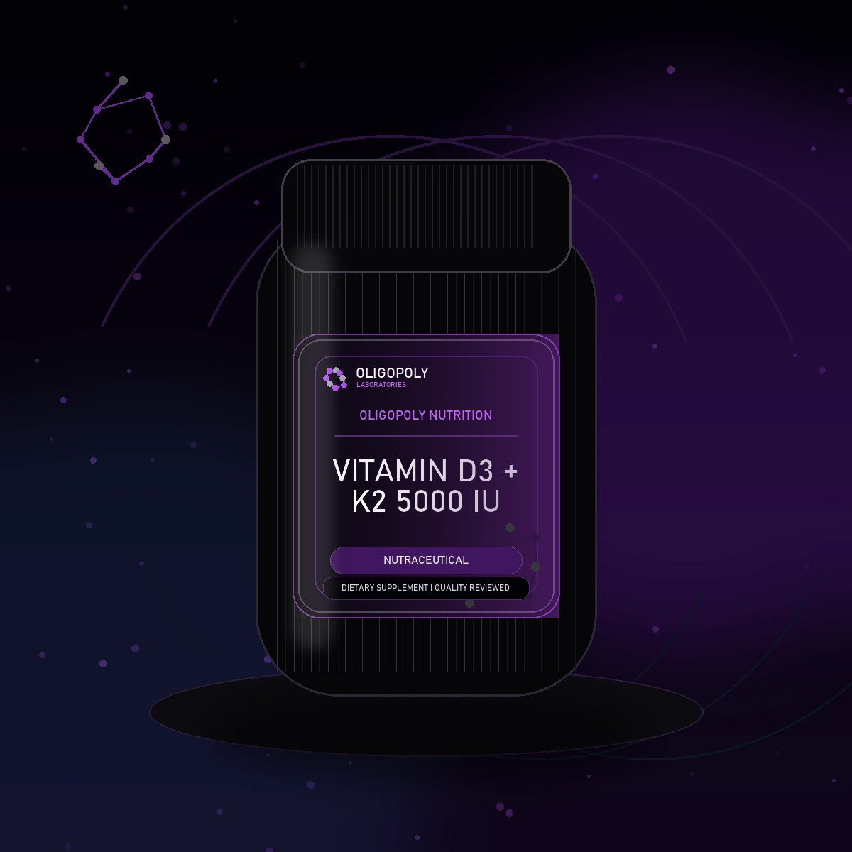 Vitamin D3 + K2 5000 IU premium matte black OligoPoly Laboratories product image