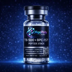 BPC-157 and TB-500 blend research peptide by OligoPoly Labs for recovery pathway research.